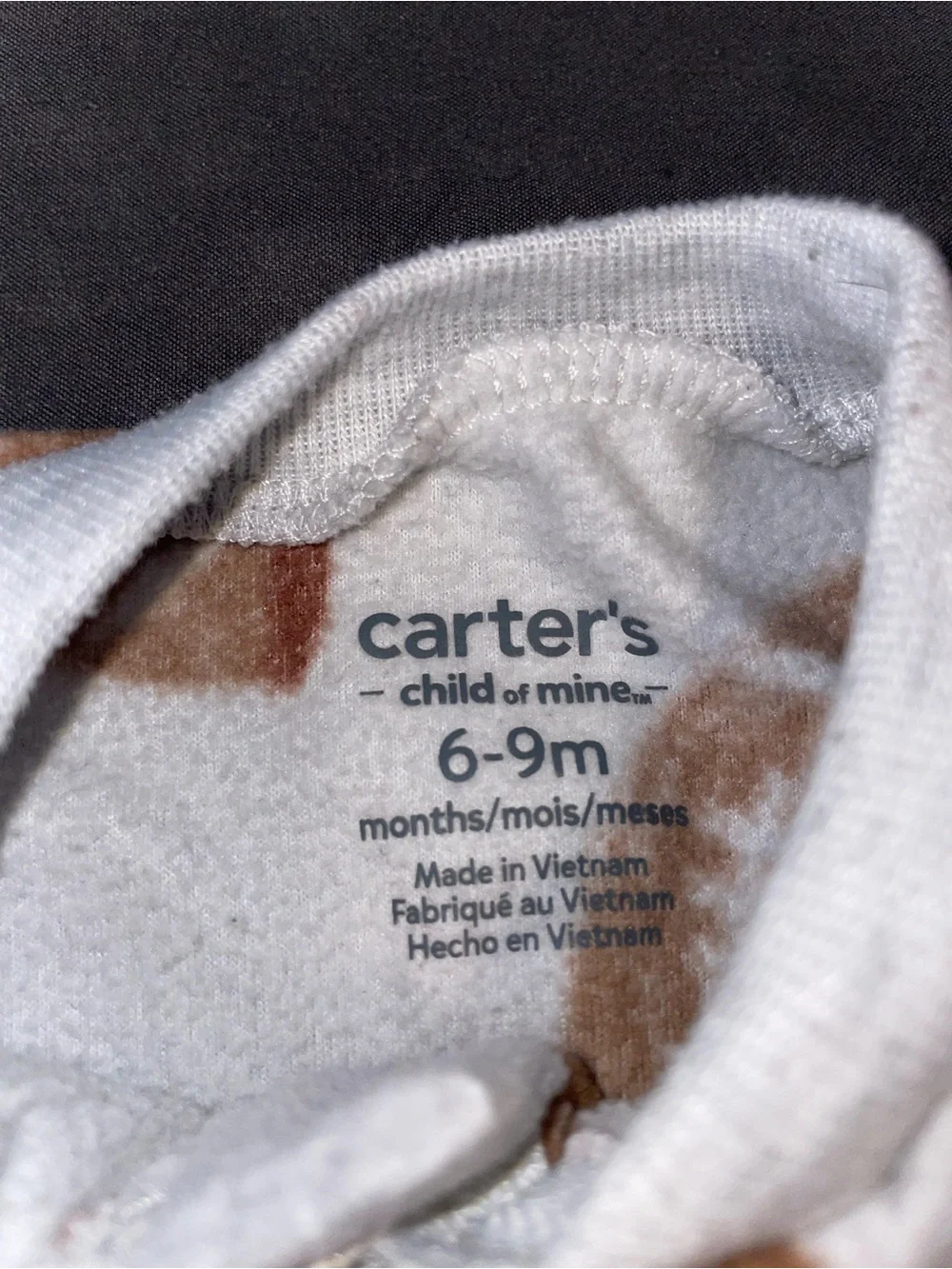 Carter's Light Gray Footed One-Piece Pajamas with Brown Footballs
